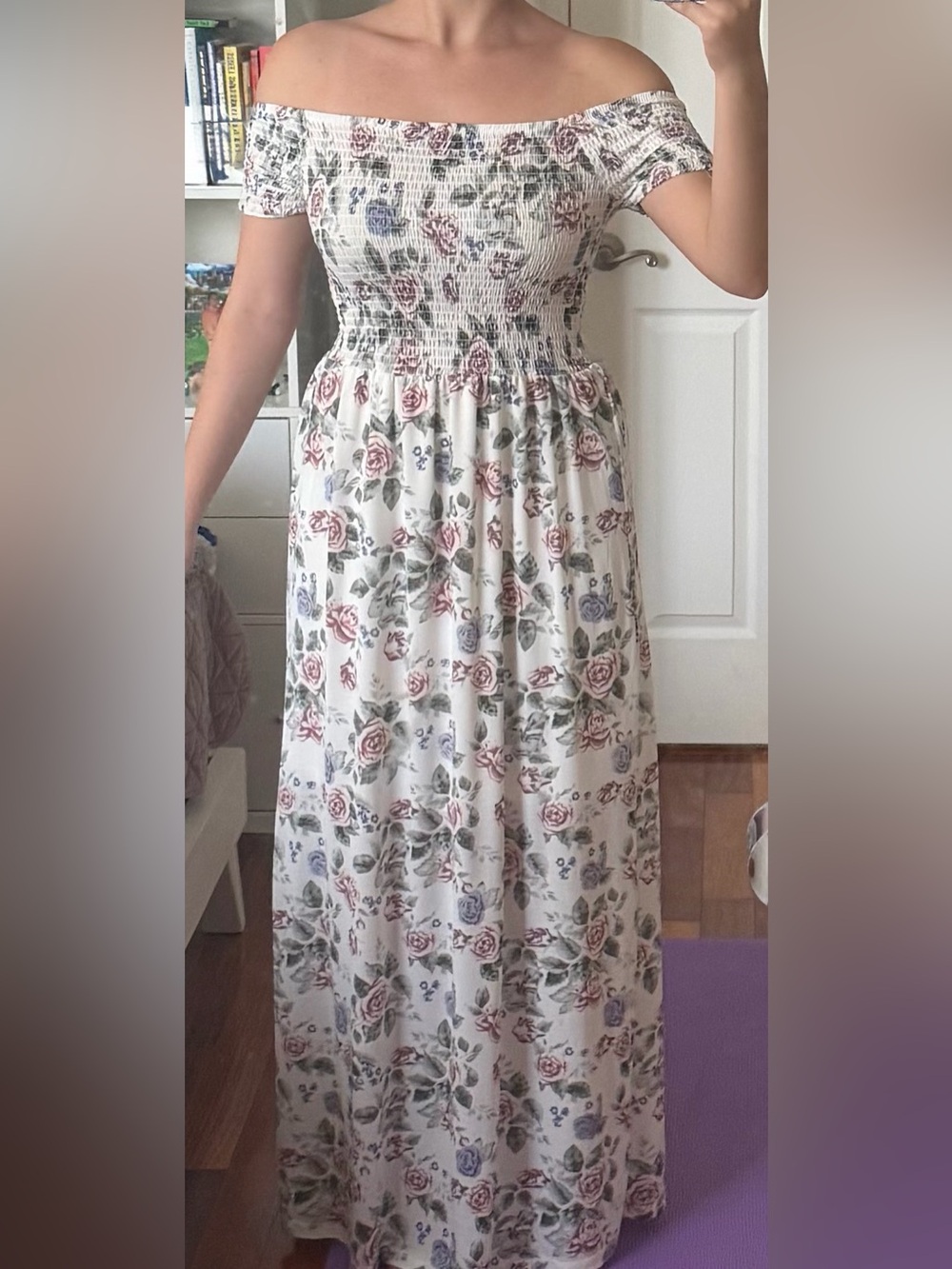 Colloseum Off-Shoulder White Floral Maxi Dress